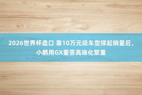 2026世界杯盘口 靠10万元级车型撑起销量后，小鹏用GX重答高端化繁重