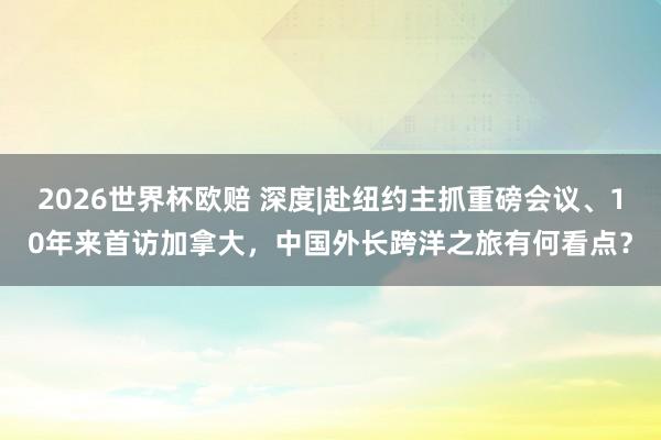 2026世界杯欧赔 深度|赴纽约主抓重磅会议、10年来首访加拿大，中国外长跨洋之旅有何看点？