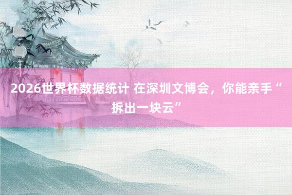 2026世界杯数据统计 在深圳文博会，你能亲手“拆出一块云”