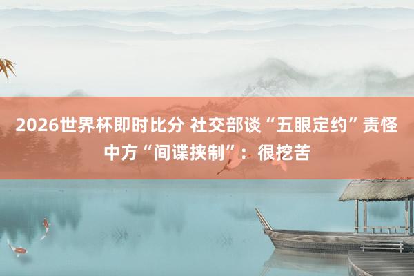 2026世界杯即时比分 社交部谈“五眼定约”责怪中方“间谍挟制”：很挖苦