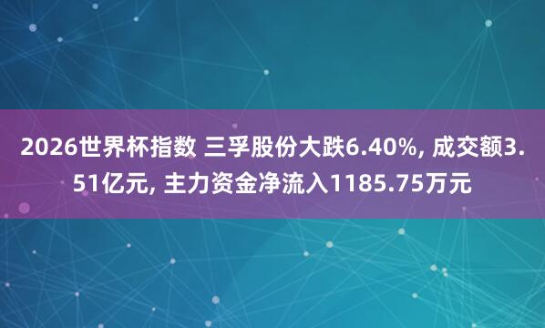 2026世界杯指数 三孚股份大跌6.40%, 成交额3.51亿元, 主力资金净流入1185.75万元