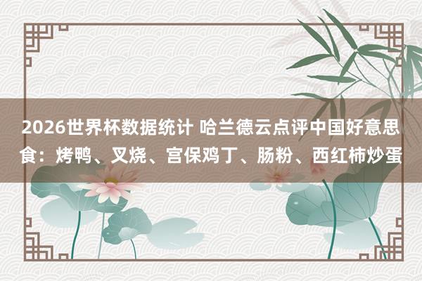 2026世界杯数据统计 哈兰德云点评中国好意思食：烤鸭、叉烧、宫保鸡丁、肠粉、西红柿炒蛋