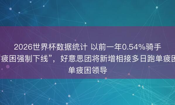 2026世界杯数据统计 以前一年0.54%骑手触发“疲困强制下线”，好意思团将新增相接多日跑单疲困领导