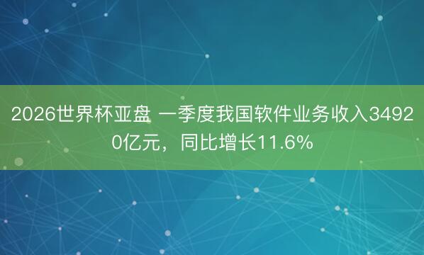 2026世界杯亚盘 一季度我国软件业务收入34920亿元，同比增长11.6%