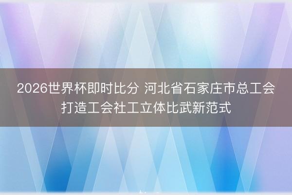 2026世界杯即时比分 河北省石家庄市总工会打造工会社工立体比武新范式