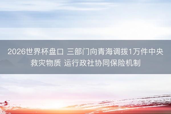 2026世界杯盘口 三部门向青海调拨1万件中央救灾物质 运行政社协同保险机制
